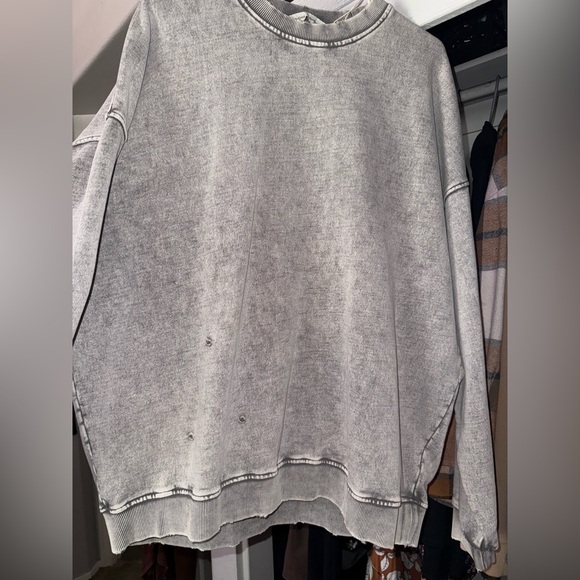 Free People Falling Forward Crewneck Sweatshirt XL Gray Oversized Pullover - Picture 12 of 12
